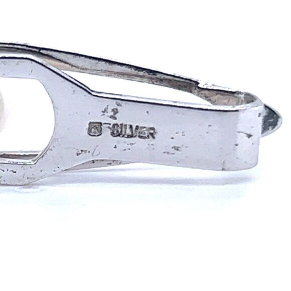 Mikimoto Estate Akoya Pearl Men Tie Clip Silver 7 mm M330 - Picture 3 of 5